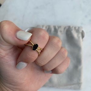 Kendra Scott Emilie Adjustable Gold/Black Drusy Ring